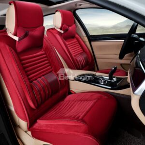 Elegant New Designed Single Colored Cotton 5 Seats Cover Set