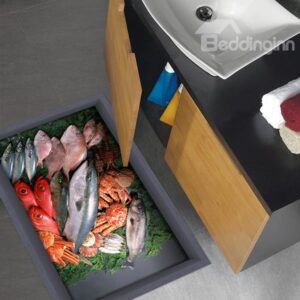 Fish and Crabs Slipping-Preventing Water-Proof 3D Floor Sticker