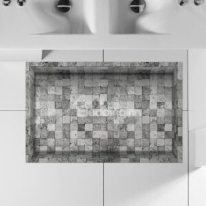 Grey and White Checnkered Slipping-Preventing Water-Proof Bathroom 3D Floor Sticker