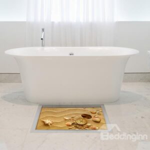 Wonderful Seashells in Desert Slipping-Preventing Water-Proof Bathroom 3D Floor Sticker