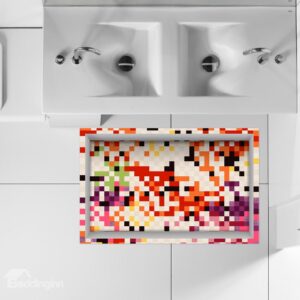 Colorful Checkered Slipping-Preventing Water-Proof Bathroom 3D Floor Sticker