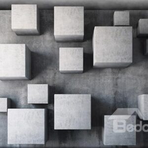 Grey 3D Cubes Slipping-Preventing Water-Proof Bathroom 3D Floor Sticker