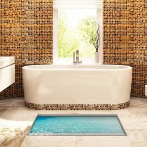 Dreamy Blue Glittering Water Slipping-Preventing Water-Proof Bathroom 3D Floor Sticker