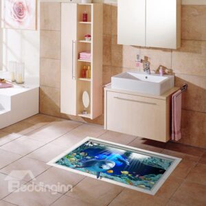 Wonderful Cartoon Sea World Slipping-Preventing Water-Proof Bathroom 3D Floor Sticker
