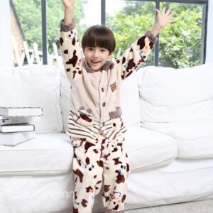 Ultra Soft Coral Fleece Cow Pattern Kids Pajamas