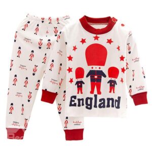 Lovely English Guards Print Kids Cotton Pajamas