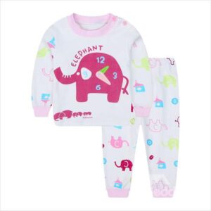 Elephant Clock Print Colorful Small Elephant Pattern Kids Pajamas