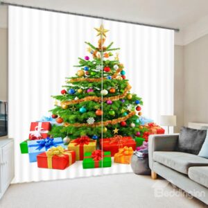 Christmas Tree Print Energy Saving 3D Curtain
