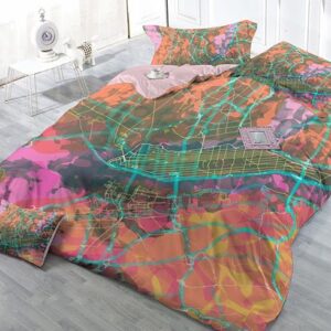 Creative Traffic Line Design Satin Drill 4-Piece Duvet Cover Sets