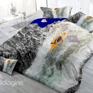 Water Rapids Printing Satin Drill 4-Piece Duvet Cover Sets