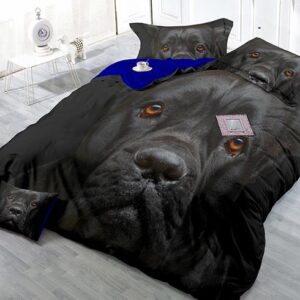 Cool Docile Black Dog Print Satin Drill 4-Piece Duvet Cover Sets