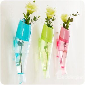 Unique Fish Design 3-Color Plastic Wall Flower Vase