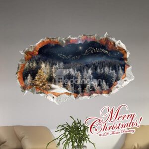 Festival Christmas Pine Tree Woods in Starry Night Removable 3D Wall Sticker