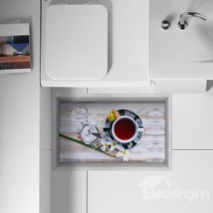 Creative Relaxed Afternoon Tea Time Removable Kitchen Bathroom 3D Floor Sticker