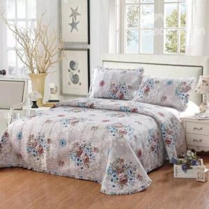 European Style Flowers Design Coffee 3-Piece Cotton Bed in a Bag