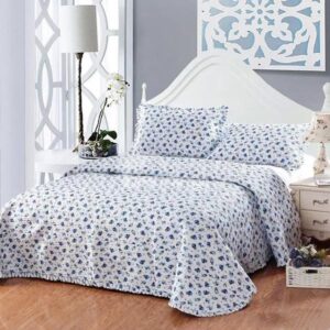 Graceful Blue Flowers Design European Style Cotton 3-Piece Bed in a Bag