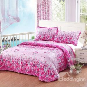 Romantic Rosy Flowers Design European Style Cotton 3-Piece Bed in a Bag