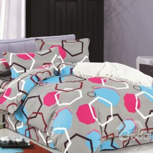 Contemporary Geometric Figure Design Gray 4-Piece Duvet Cover Sets
