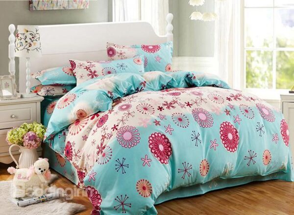Refreshing Small Flowers Comfy Polyester 4-Piece Duvet Cover Sets