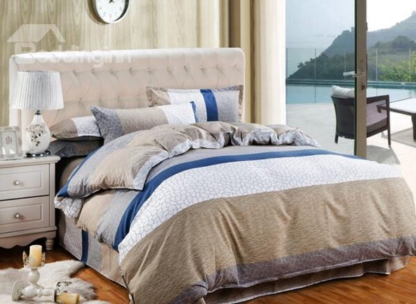 New Arrival Modern Simple Design 4-Piece Polyester Duvet Cover Sets