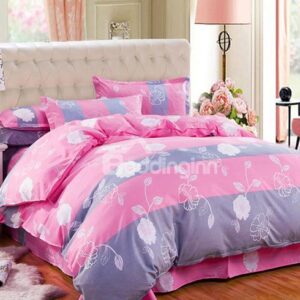 Cuddly Flowers Design Polyester 4-Piece Duvet Cover Sets