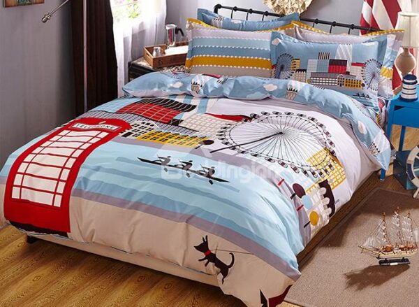 The Thames River Bank Theme Kids Duvet Cover Set