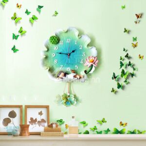Unique Little Girl Sleeping on Lotus Leaf Resin Decorative Wall Clock