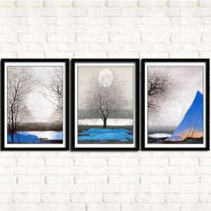 Modern Simple Winter Morning 3-Panel Framed Wall Prints