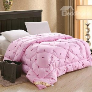 Concise Feather Print Thick Warm Polyester Quilt