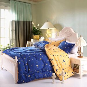 Creative Stars Crescent Print Fluffy Polyester Quilt