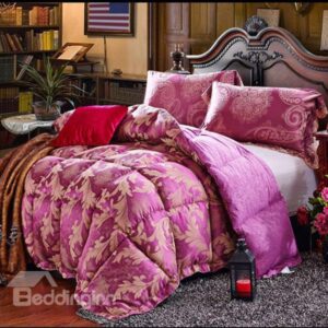 Luxury Noble European Style Flower Print Purple Tencel Quilt