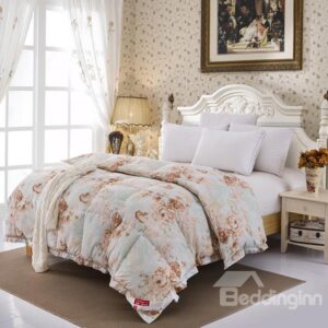Classy Luxury Peony Print Down Winter Quilt
