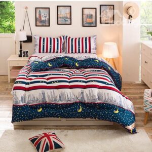Shining Stars and Crescent Print Polyester Quilt