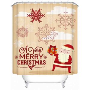 Father Christmas and Snowflake Print 3D Shower Curtain