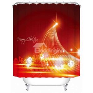 Shining Star and Snowflake Print Christmas 3D Shower Curtain