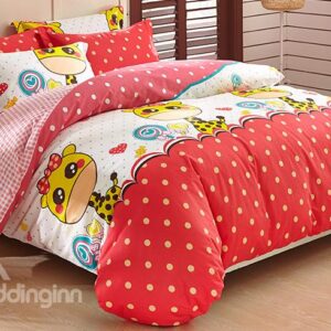 Giraffe and Polka Dot Pattern Kids 3-Piece Duvet Cover Set