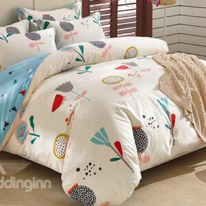 100% Cotton Beautiful Flowers Pattern Kids Duvet Cover Set