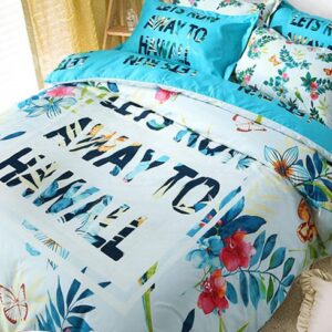 Vivid Rainforest Flowers and Leaves Kids 3-Piece Duvet Cover Set