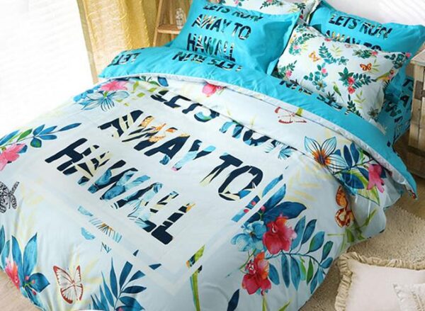 Vivid Rainforest Flowers and Leaves Kids 3-Piece Duvet Cover Set