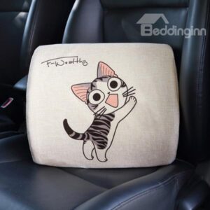 Lovely Smilling Kitten Patterned Car Pillow