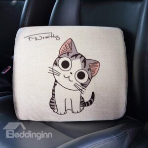 Cute Personalized Kitten Patterned Linen Car Pillow