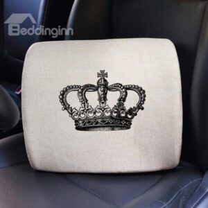 Creative 3D Crown Patterned Linen Car Pillow
