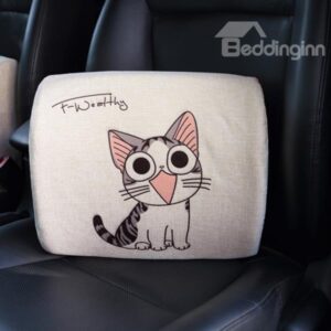 Cute Smiling Kitten Patterned Car Pillow