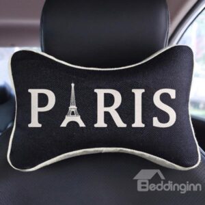 Elegant Dual Colored Letter Paris Patterned Car Neckrest Pillow