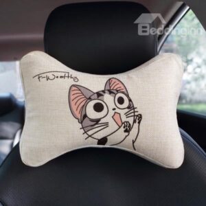 Cute Personalized Kitten Patterned Car Neckrest Pillow