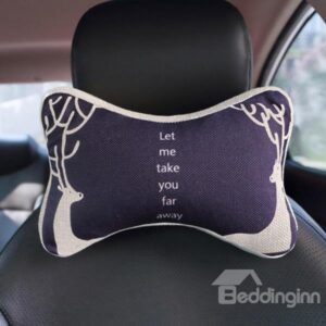 Meaningful Dual Deers Patterned Car Neckrest Pillow