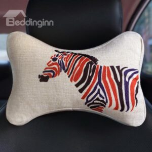 Concise Multiple Colored Zebra Patterned Car Neckrest Pillow