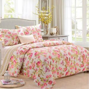 Pastoral Red Flowers Design 3-Piece Cotton Bed in a Bag