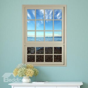 Coastal Beach and Sea Window View Removable 3D Wall Stickers