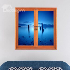 Blue Sea and Sky Stretch to the Horizon Window View Removable 3D Wall Stickers